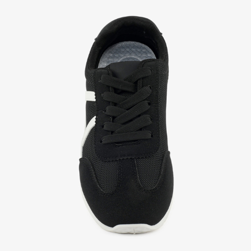 Wexlay Wear Men's Black & White Mesh Suede Low-Top Retro Runner Sneakers
