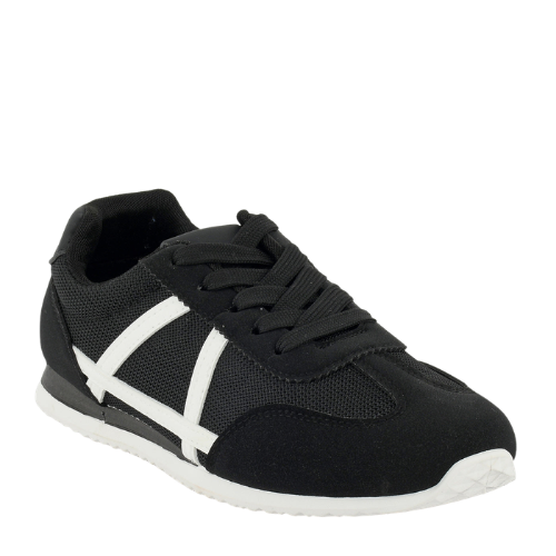 Wexlay Wear Men's Black & White Mesh Suede Low-Top Retro Runner Sneakers
