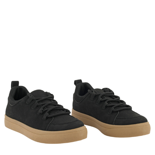 Wexlay Wear Men's All-Black Suede Low-Top Skate Sneakers with Gum Sole