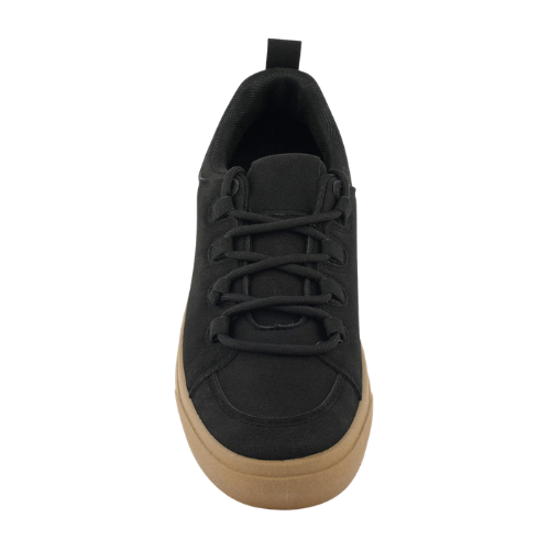 Wexlay Wear Men's All-Black Suede Low-Top Skate Sneakers with Gum Sole