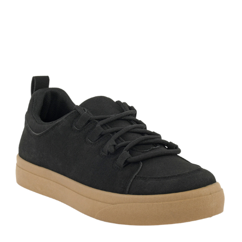 Wexlay Wear Men's All-Black Suede Low-Top Skate Sneakers with Gum Sole