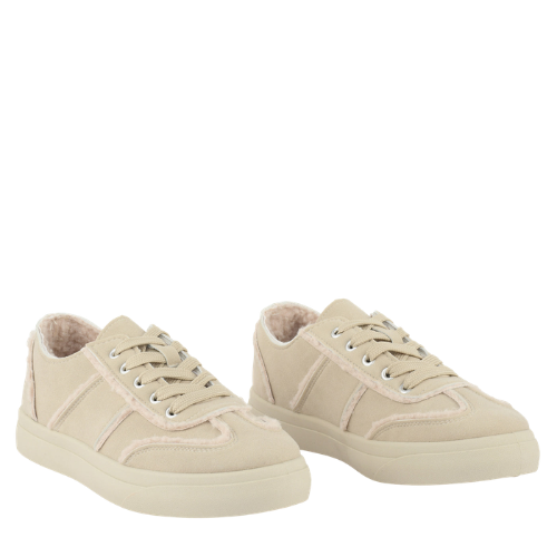 Wexlay Wear Women's Beige Suede & Faux-Fleece Low-Top Casual Sneakers