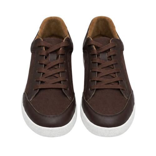 Wexlay Wear Men's Dark Brown Leather & Suede Low-Top Court Sneakers
