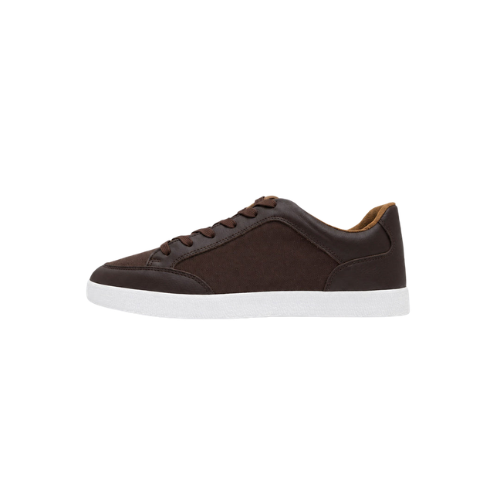 Wexlay Wear Men's Dark Brown Leather & Suede Low-Top Court Sneakers