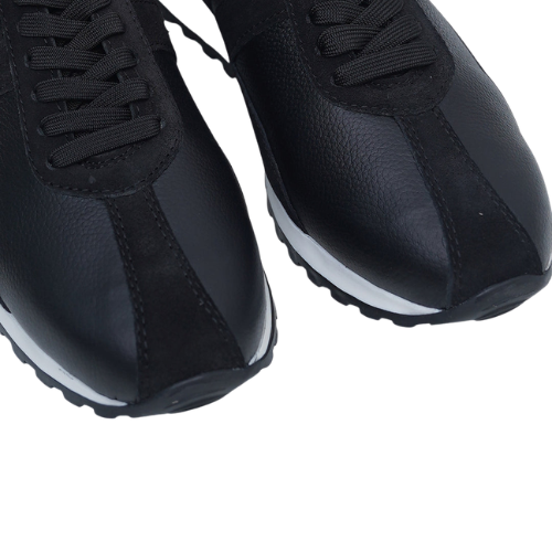 Wexlay Wear Men's Black Leather & Suede Low-Top Casual Sneakers