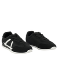 Wexlay Wear Men's Black & White Mesh Suede Low-Top Retro Runner Sneakers