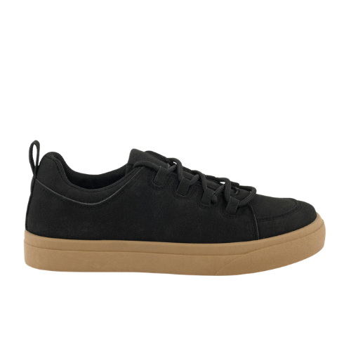 Wexlay Wear Men's All-Black Suede Low-Top Skate Sneakers with Gum Sole